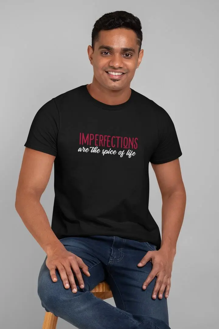 T-shirt noir homme 'Imperfections are the spices of life'