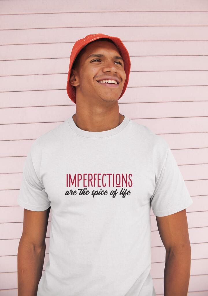 T-shirt homme blanc 'Imperfections are the spices of life'