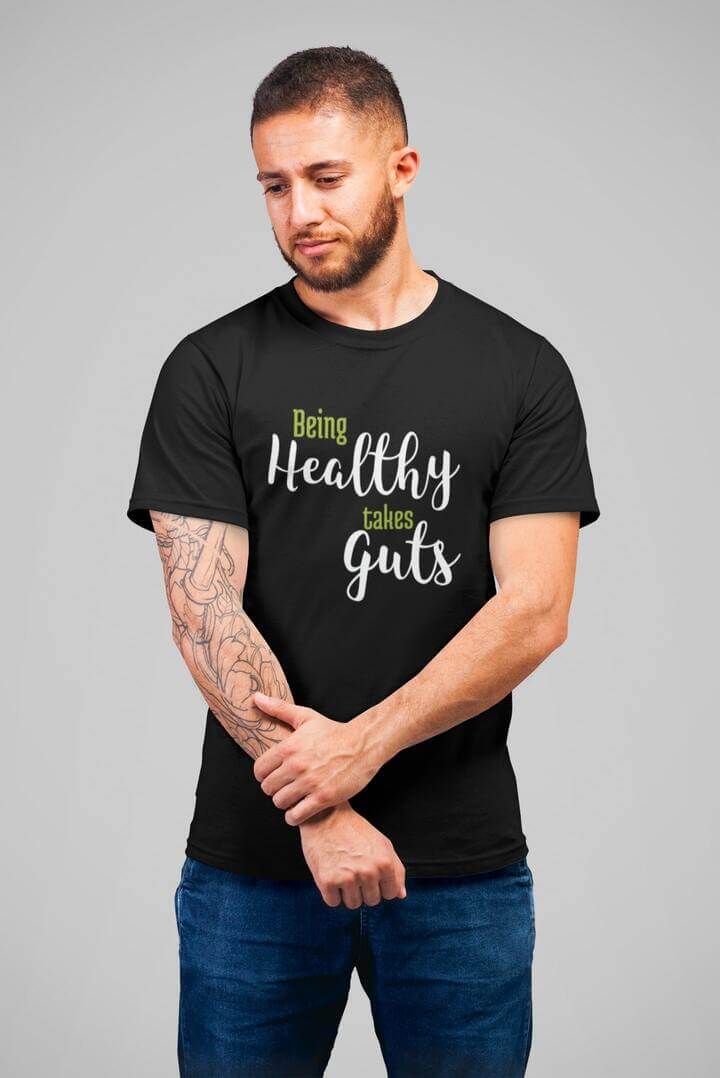 T-shirt noir homme 'Being healthy takes guts'